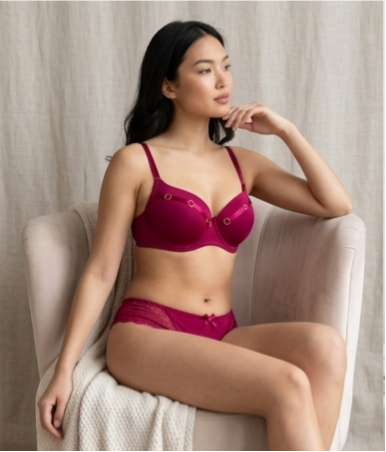 Luxe Gold-Ring Accent Padded push up Lingerie Set