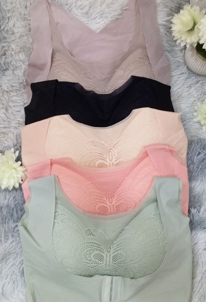 Butterfly Lace Front-Closure Wireless Lift Bra