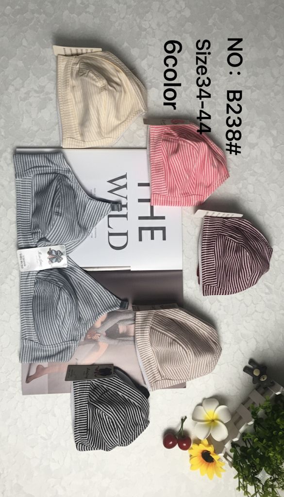 Soft Cotton Pinstripe Comfort Everyday Bralette / Bra
