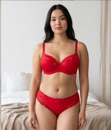 Luxe Gold-Ring Accent Padded push up Lingerie Set