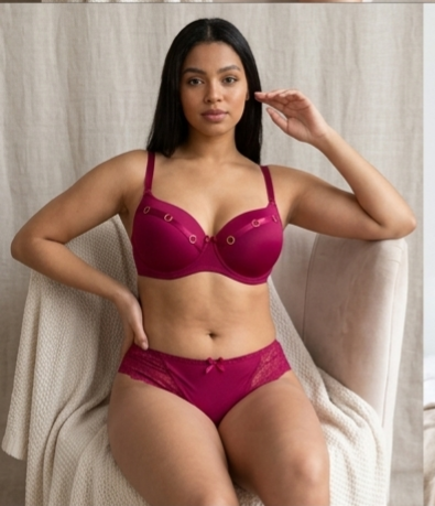 Luxe Gold-Ring Accent Padded push up Lingerie Set