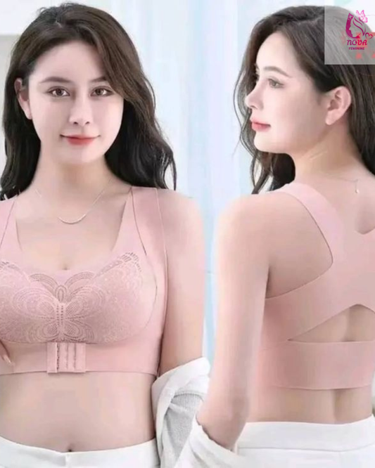 Butterfly Lace Front-Closure Wireless Lift Bra