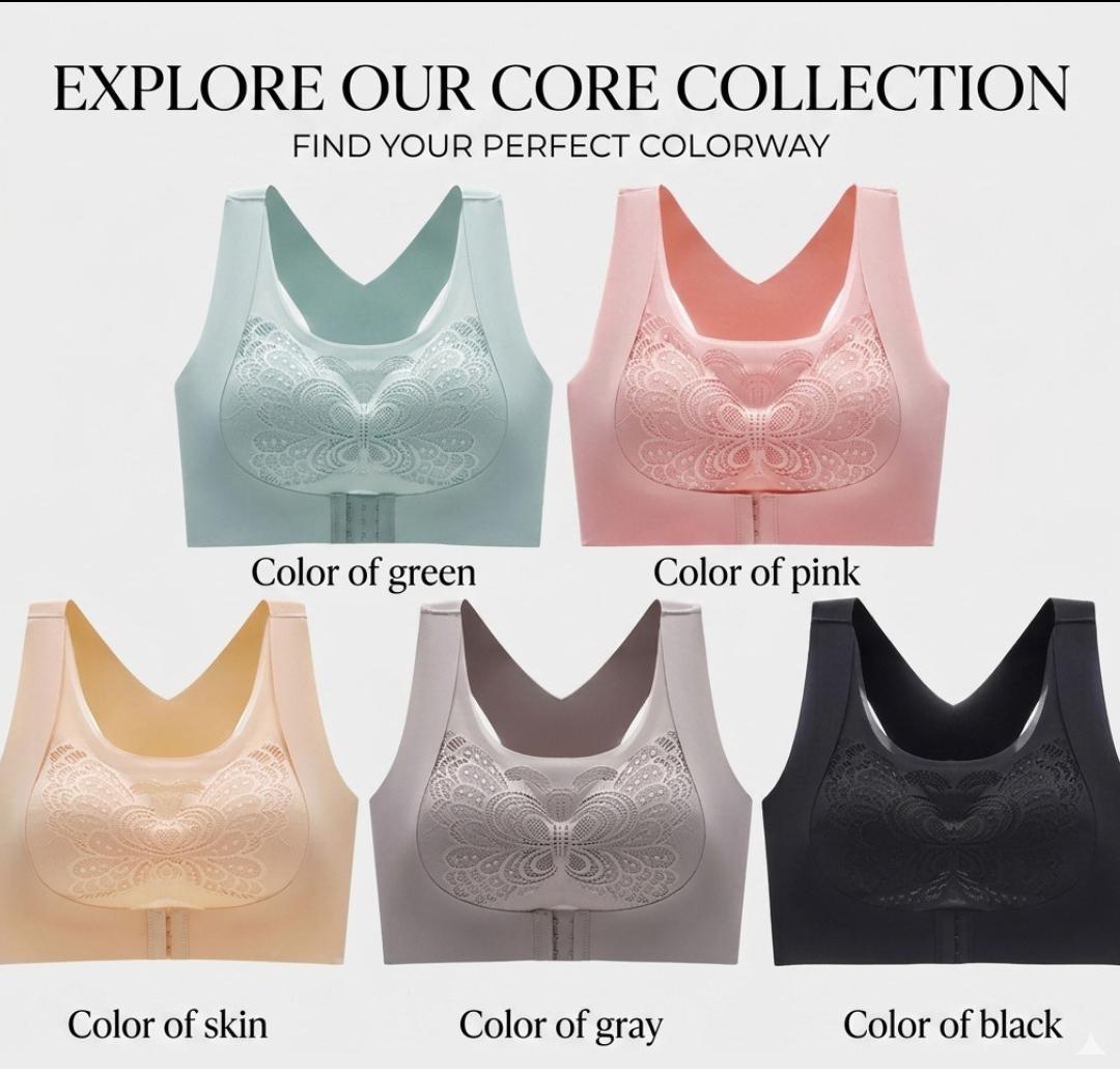 Butterfly Lace Front-Closure Wireless Lift Bra